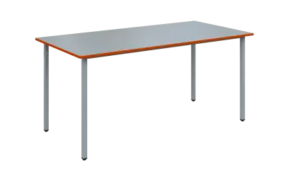 JSB 160N Jídelní stůl 1600 x 800 mm, deska šedá s hranou pomeranč / podnož stříbrná